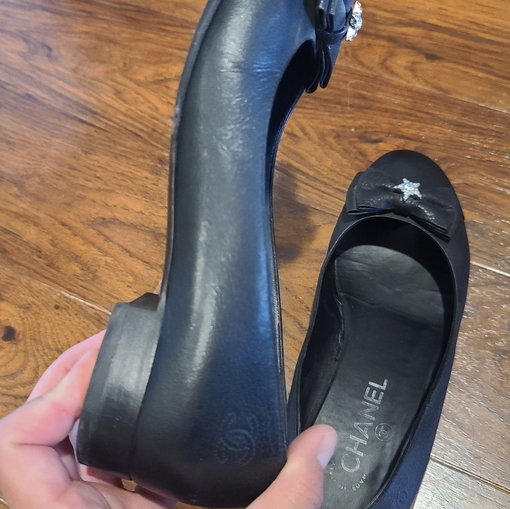 Chanel sz 38 Buffalo Crystal Star Bow Ballerina - Picture 6 of 8